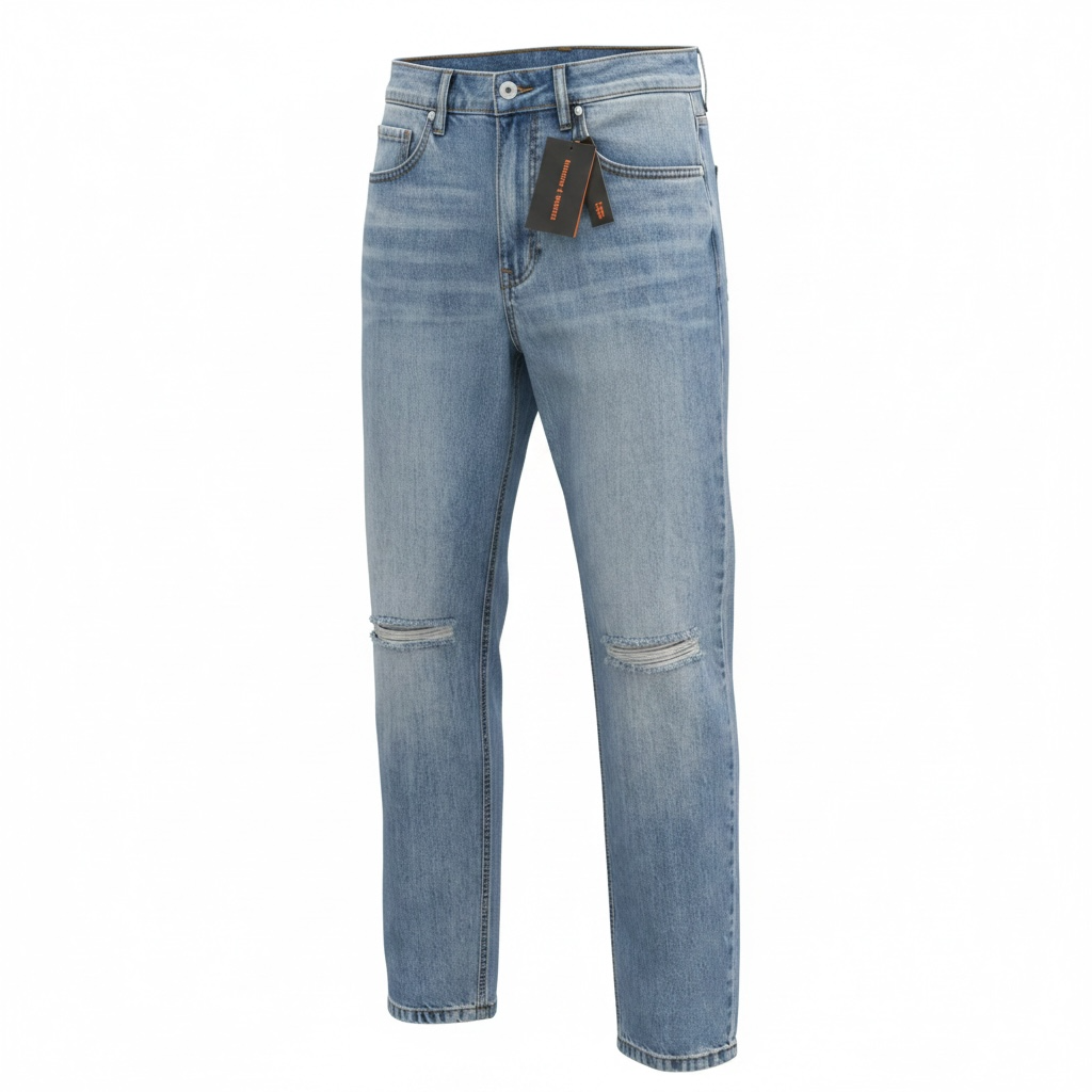 Method & Mayhem Straight Tapered Fit Jeans Tinted Mid Blue
