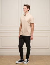 BELIER PREMIUM S/S ZIP POLO // TAUPE POLO SALE