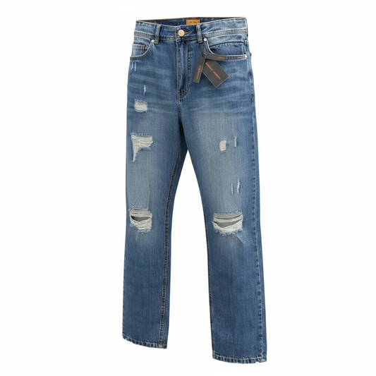 Method & Mayhem Straight/Tapered Jeans Mid Blue