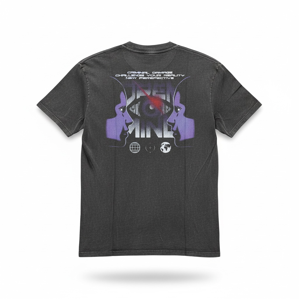 Criminal Damage Perspective T-Shirt Washed Black