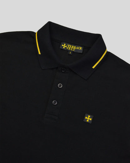 Terrace Cult Premium Pique Polo - Black/Yellow