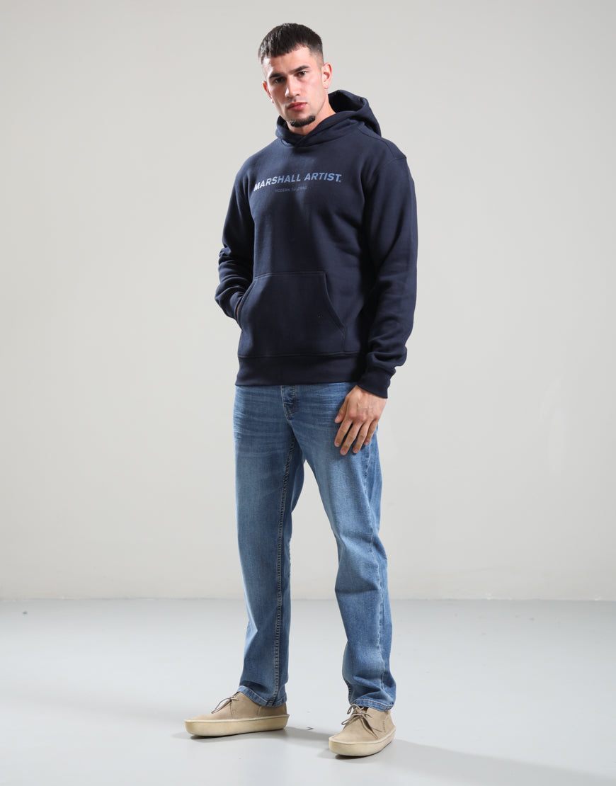 MARSHALL ARTIST TONAL STAMPA LOGO HOODIE // NAVY